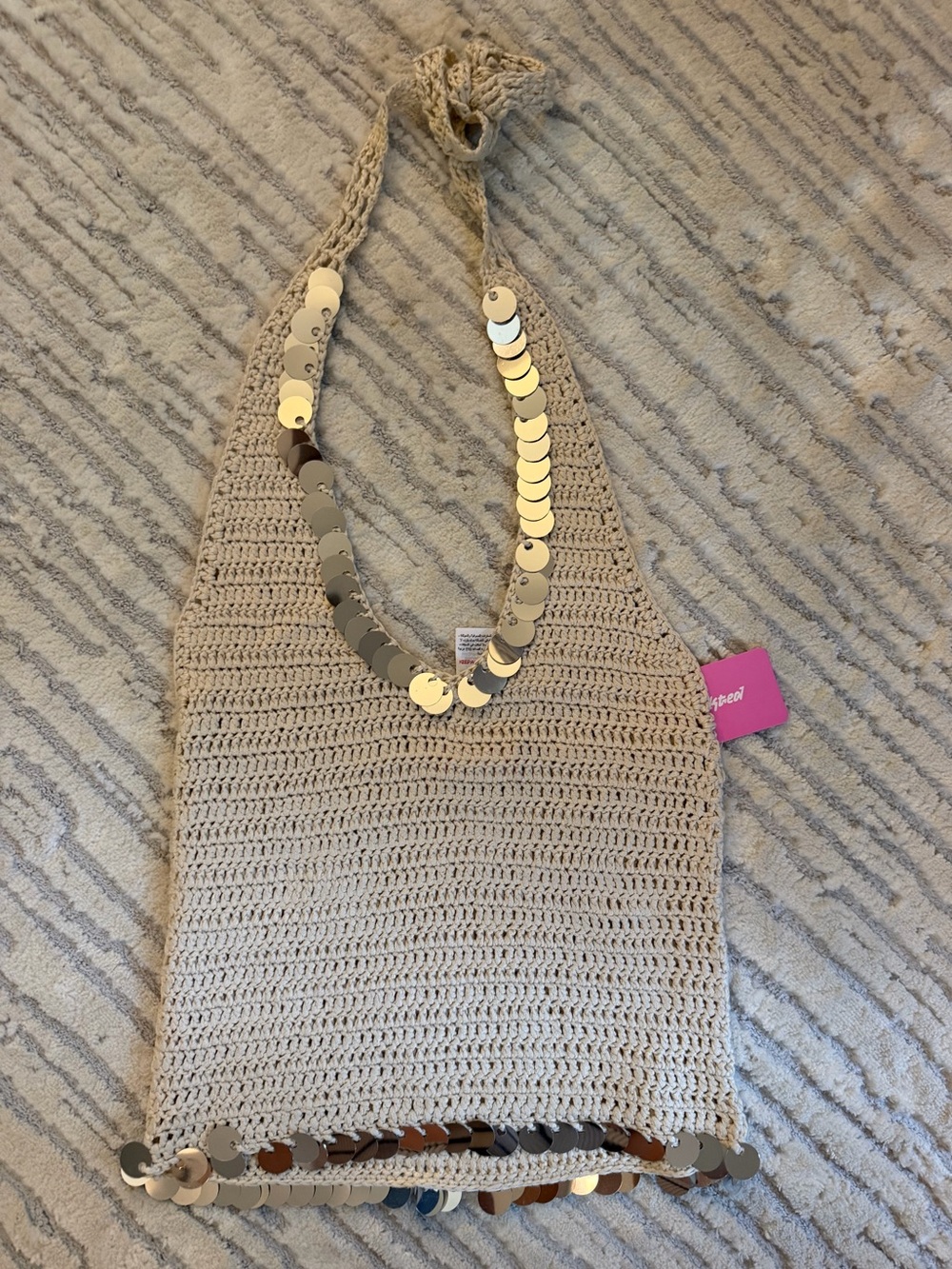 Edikted Kimiko Sequin Crochet Halter Top - Picture 4 of 7